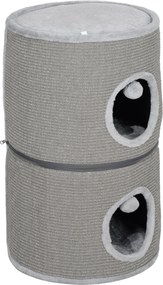 Pawhut Moduláris Macska Tornya, Fából készült Macskakaparó Kihúzható Zippel 3 Szinten, Két Labdával, Macska Barlanggal és Rejtőhellyel, Magassága 69 c