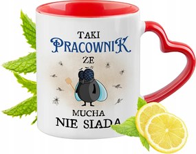 Munkavállalói bögre Piros, szív alakú füllel Ajándék