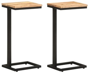 2 db tömör akácfa kisasztal 31,5 x 24,5 x 64,5 cm