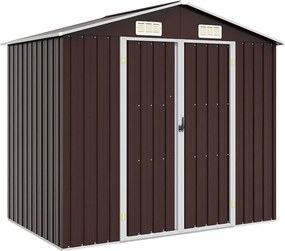 vidaXL barna horganyzott acél kerti fészer 205 x 129 x 183 cm