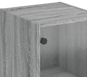 szürke sonoma színű magasszekrény üvegajtókkal 35 x 37 x 142 cm