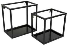 Fali polc 20x20 cm fekete, falra szerelhető