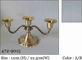 Gyertyatartó háromágú fém arany retro régi arany