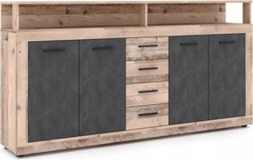 BLAGO komód 190 cm natúr tölgy/fekete