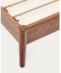 Sötétbarna franciaágy ágyráccsal 160x200 cm Elan – Kave Home