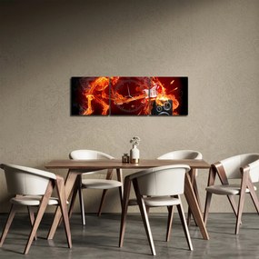 Kép - Zene a lángokban (órával) (90x30 cm)