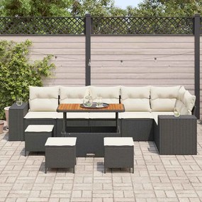 Kerti Kanapé Szett 10 pcs Fekete és Krém 110 x 55 x 71 cm