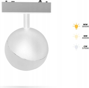 Lámpa Gömb Fehér 6W D Slim Track 48VDC 3CCT 3000K, 4000K, 5700K