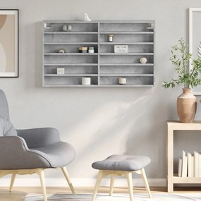 betonszürke szerelt fa vitrinszekrény 100 x 8,5 x 58 cm