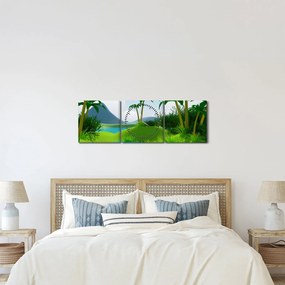 Kép - tavak dzsungelben (órával) (90x30 cm)