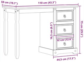 Corona tömör fenyőfa fésülködőasztal 110x47x75 cm
