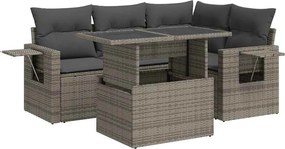 vidaXL 5 részes szürke polyrattan kerti ülőgarnitúra párnákkal