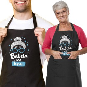 Kötény nagyinak fekete "Nagymama jobban tudja", ajándék nagymama napjára