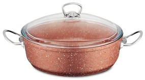 Classic rózsaszín alacsony alumínium edény fedővel, ø 26 cm - Güral Porselen