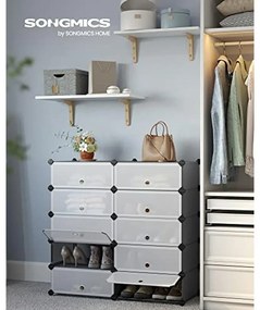 Cipős szekrény 10 rekesszel, moduláris DIY cipőtartó ajtóval, szürke