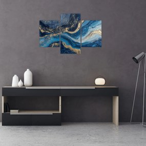 Kép - Kék-arany absztrakt márvány (90x60 cm)
