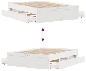 fehér tömör fenyőfa fiókos ágykeret matrac nélkül 160 x 200 cm