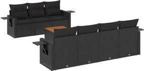vidaXL 8 részes fekete polyrattan kerti ülőgarnitúra párnákkal
