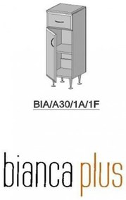 Bianca Plus 30 alacsony szekrény 1 ajtóval, 1 fiókkal, sonoma tölgy színben, jobbos