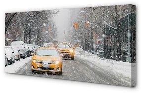 Canvas képek Téli hó town car 100x50 cm