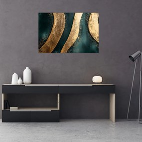 Kép - Zöld absztrakció arannyal I. (90x60 cm)