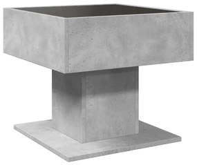 betonszürke szerelt fa dohányzóasztal LED-del 50 x 50 x 45 cm