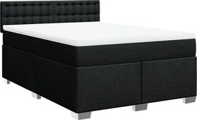 vidaXL fekete szövet rugós ágy matraccal 140 x 190 cm