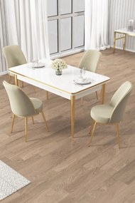Rewa étkezőgarnitúra, fehér-arany, 110 cm – TR240CHR3038
