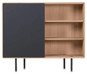 Fekete-natúr színű tölgyfa alacsony komód 118x100 cm Fina – Gazzda