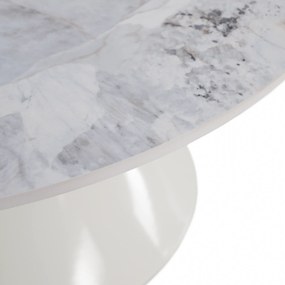 Dohányzóasztalok, 2 db-os szett, fehér márvány/fehér/arany, acél, MABUZ