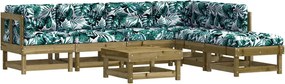 vidaXL 7 részes impregnált fenyőfa kerti ülőgarnitúra párnával