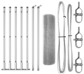 Hegesztett Drótkerítés 7 Flangolt Poszttal 0.4x10 m Horganyzott Acél