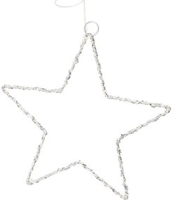 Világító karácsonyi dekoráció Csillag, 30 cm,ezüst, LED meleg fehér, elemes