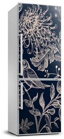 Hűtő matrica Virágok és madarak FridgeStick-70x190-f-123515476