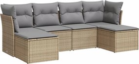 vidaXL 6 részes bézs polyrattan kerti ülőgarnitúra párnával