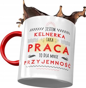 Piros Bögre Pincérnőnek Munka Öröm Nyomtatott Fotóval