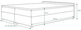 Franciaágy  Boxspring 160 cm Ceren (minta + sötétbarna) (matraccal és tárolóhellyel). 1046415