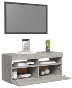 betonszürke TV-szekrény LED-világítással 90 x 35 x 40 cm