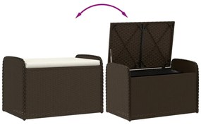 barna polyrattan tárolópad párnával 80 x 51 x 52 cm