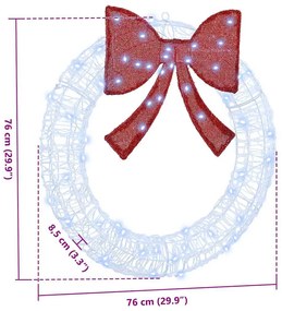 Koszorú 60 LED-del Hideg feher 75 cm Akril