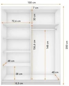 Ruhásszekrény Viola 05 (Fekete + Sonoma tölgy). Akció -16%. 1014084