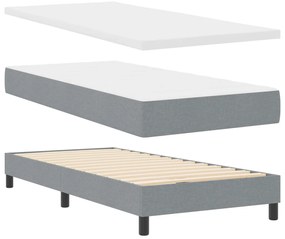 Boxspring Ágy Mattal, Világosszürke, 80x200 cm, Szövet