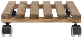 Barna fa gurulós alátét virágcserép alá, 29 x 29 cm - Esschert Design
