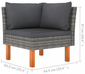 10 részes szürke polyrattan és eukaliptuszfa kerti ülőgarnitúra