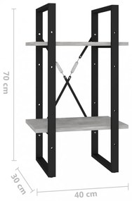 2-szintes betonszürke szerelt fa könyvszekrény 40 x 30 x 70 c