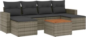 vidaXL 7 részes szürke polyrattan kerti ülőgarnitúra párnákkal