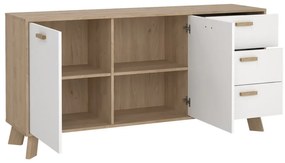 Fehér-natúr színű komód tölgyfa dekorral 147x73x39 cm Ikast – Tvilum