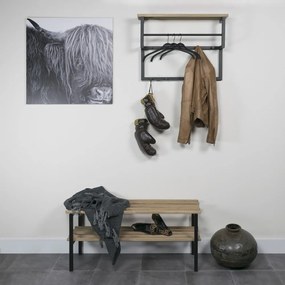 Fekete-natúr színű fém fali fogas polccal Rizzoli – Spinder Design