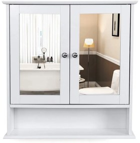 Fehér fürdőszoba szekrény tükrös 56 x 13 x 58 cm