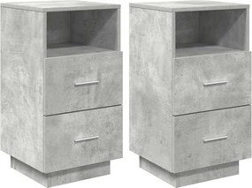 vidaXL 2 db betonszürke éjjeliszekrény 2 fiókkal 36x36x68 cm